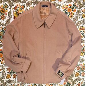 VTG Camel Cashmere Wool Blend Bomber Jacket  Full Zip Made in Bulgaria NWT - L
